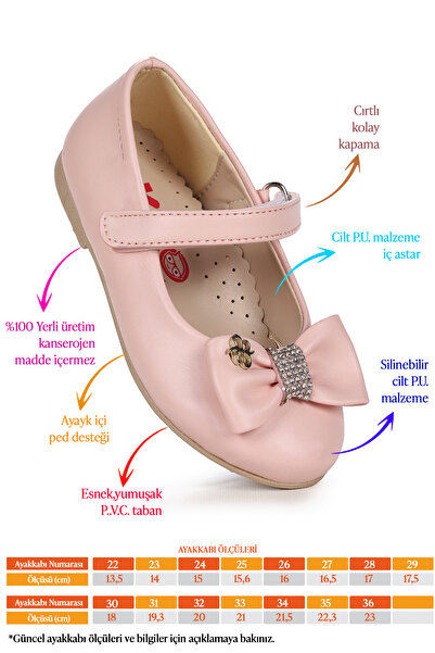 KARAMAZI Withbow Skin Velcro Bowknot Girls' Ballerina Shoes