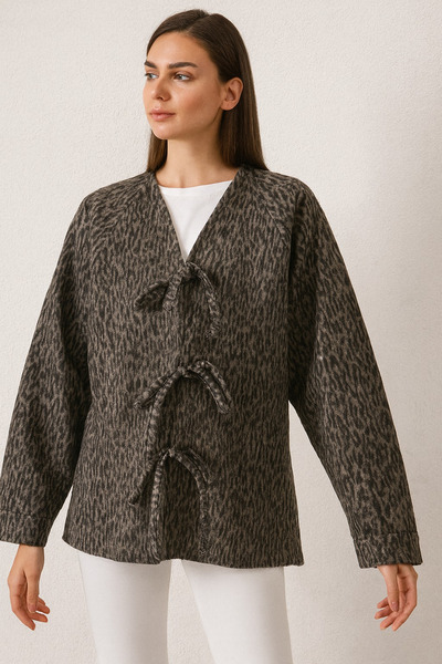 VıoShıne Kimono de damă din țesătură boucle cu imprimeu leopard