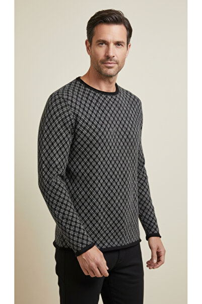 Digz fashion Black-Grey Jacquard Knitwear Sweater