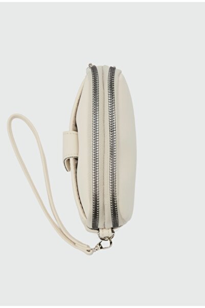 LEVA Krem çok gözlü cüzdan