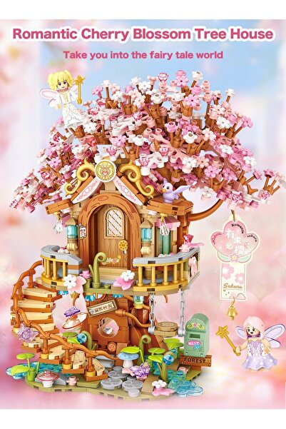 LOOPITYS 1149pcs Small Particle Assembly Blocks Romantic Cherry Blossom Tree ...