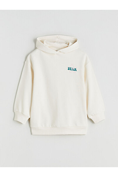 LC Waikiki Alita City Lcw Kids Ecru Hooded Girls' Sweatshirt with a Difference
