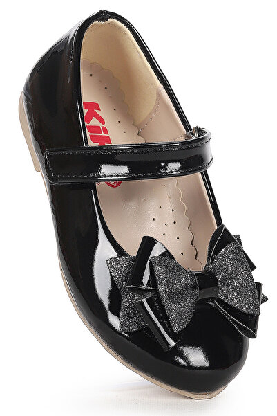 Kiko Kids Ασημί λουστρίνι με Velcro και φιόγκο με σκόνη για κορίτσια μπαλαρίν...