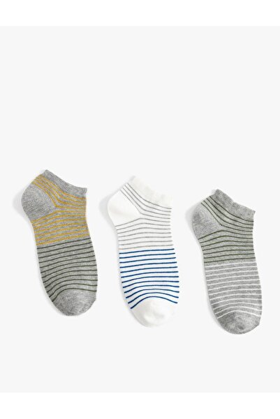 Koton Мъжки комплект от 3 чифта чорапи с райета (AW 25)