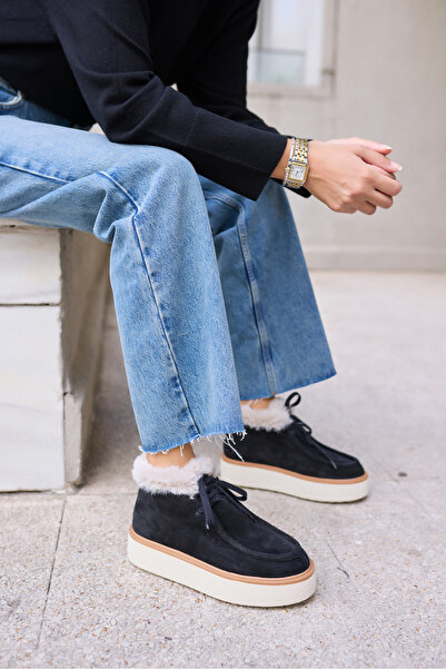 ANGELİNA JONES PAULA KADIN LACİVERT SUET TUY DETAY BOT