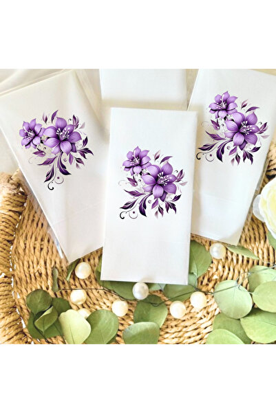 Lion Baskı ve Organizasyon Mor çiçek temalı sunum peçete 20 adet