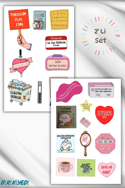 birikiyedi مجموعة ملصقات مكونة من قطعتين للهواتف المحمولة والكمبيوتر اللوحي ذات طابع تحفيزي/مرح