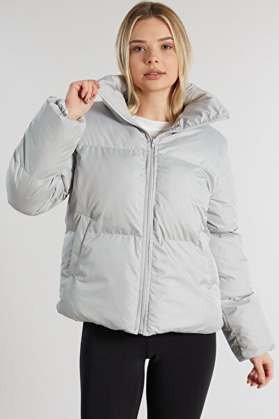ÖNDER MODA Women's Gray Owersize Filled Inflatable Waterproof Coat Tbg069