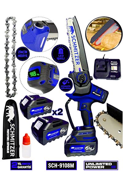SCHMITZER Pro 21V Pro Metal Dişli Çift Akülü Çelik Şanzuman Şarjlı Dal Ağaç B...