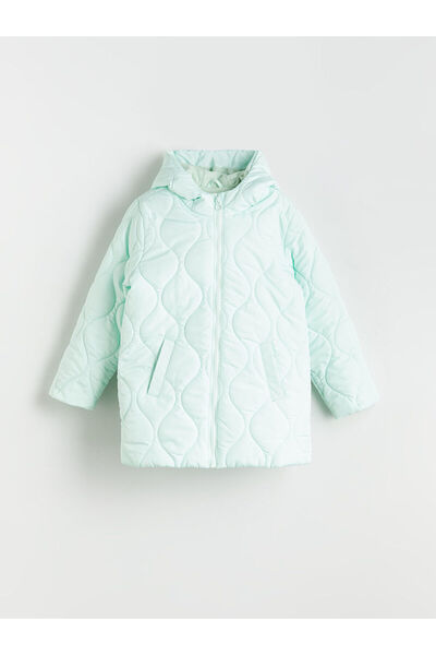 LC Waikiki Palton verde pentru fetiță cu cu glugă modele matlasate