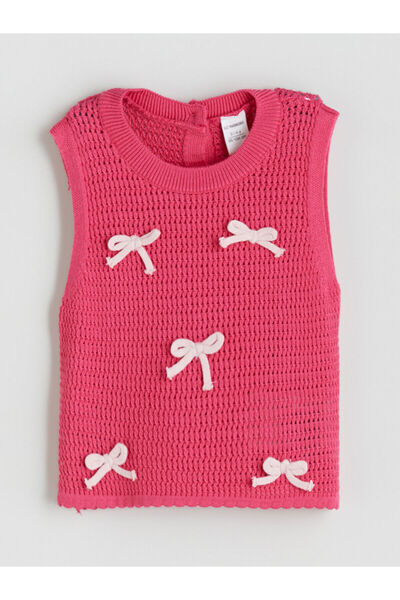 LC Waikiki Nevavm Girls' Knitwear Sweater with Ribbon Detail