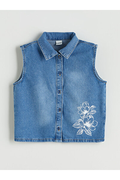 LC Waikiki Дънки с къс ръкав и флорални мотиви за момичета