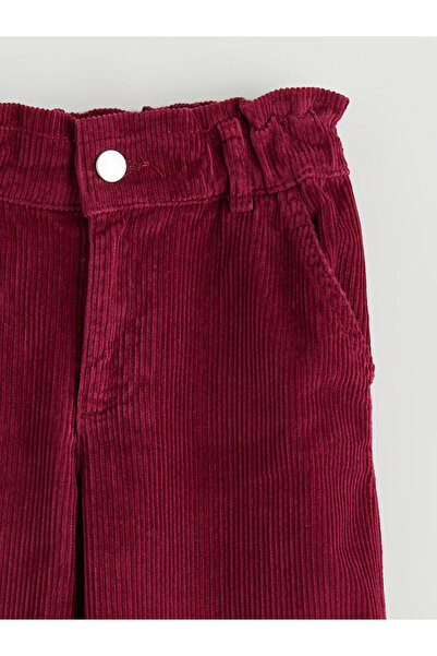 LC Waikiki Bordo Wideleg Kadife Kız Çocuk Pantolon