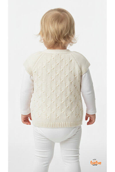 Genel Markalar Kız Bebek Örgü Süveter & Cep Detaylı Arı Desenli Pamuklu Triko Yelek – Hırka Süveter Modeli