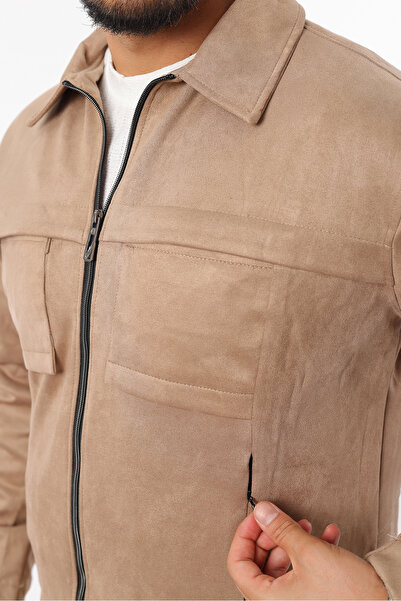 Rodrigo Ανδρικό εποχιακό μπουφάν με λεπτή εφαρμογή από σουέτ με επένδυση με φερμουάρ