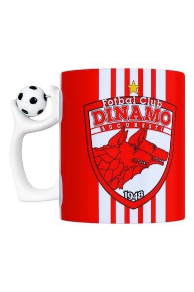T&M Personalizare Cană de fotbal cu minge de fotbal - „Dinamo București”, alb...