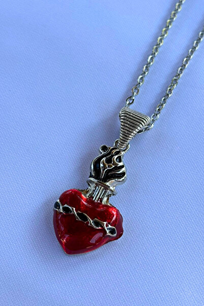 Begondio Gotik Kalp El İşçiliği Paslanmaz Çelik Zincir Kadın Kolye