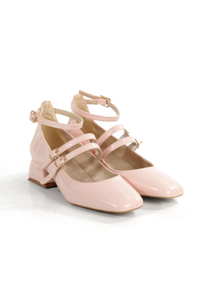 CEMAY Square Toe, Closed Toe, Double Buckle, with Accessories, 4cm Thick Heel, New Season Women's Shoes