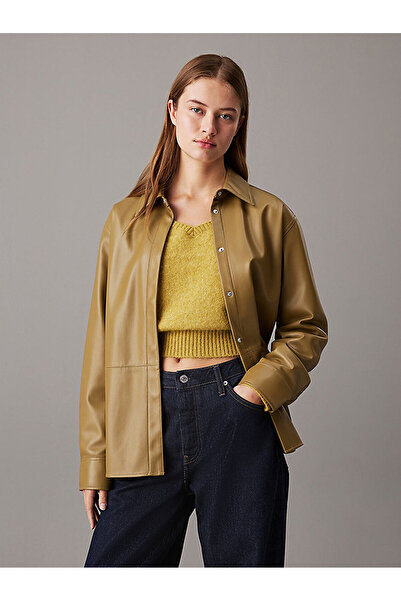 Calvin Klein Women's Faux Leather Regular Shirt