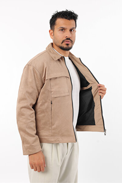 Rodrigo Ανδρικό εποχιακό μπουφάν με λεπτή εφαρμογή από σουέτ με επένδυση με φερμουάρ