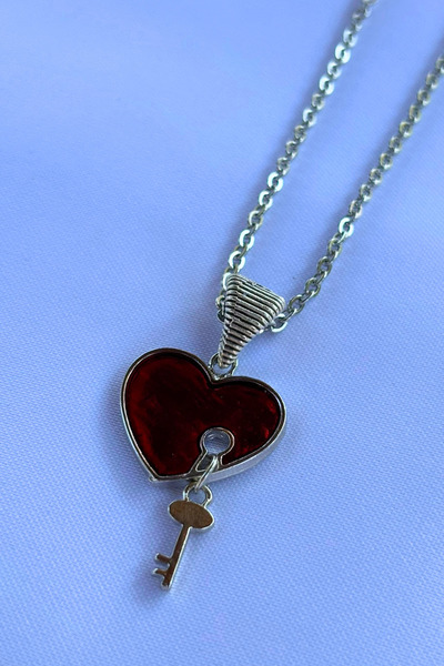 Begondio Aşkın Kilidi Anahtarlı Kalp El İşçiliği Paslanmaz Çelik Zincir Kadın...