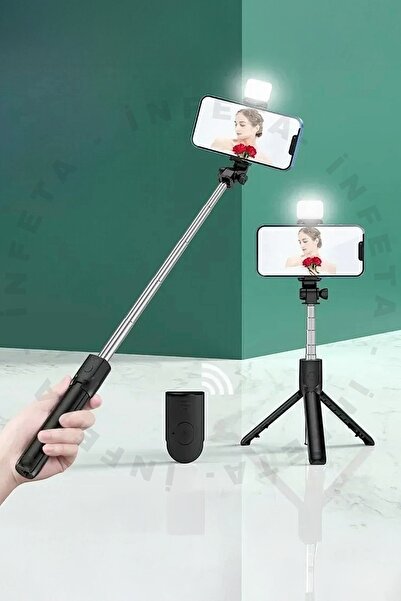 İnfeta Led Işıklı Bluetooth Kumandalı Selfie Çubuğu & Masa Üstü Tripod Telefo...