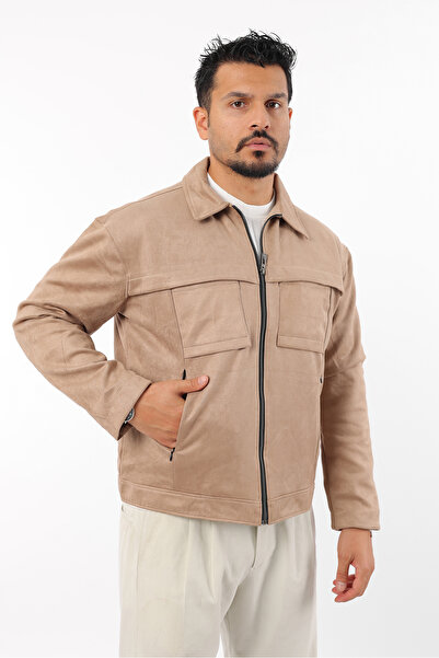 Rodrigo Ανδρικό εποχιακό μπουφάν με λεπτή εφαρμογή από σουέτ με επένδυση με φερμουάρ