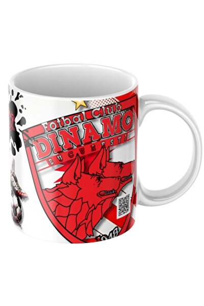 T&M Personalizare Cană personalizată - Dinamo București, fotbal, suporter, albă, cu cod QR pentru imn, ceramică, 3