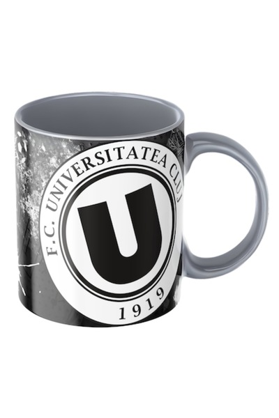 T&M Personalizare Cana personalizata - U Cluj, fotbal, suporter, gri, ceramic...