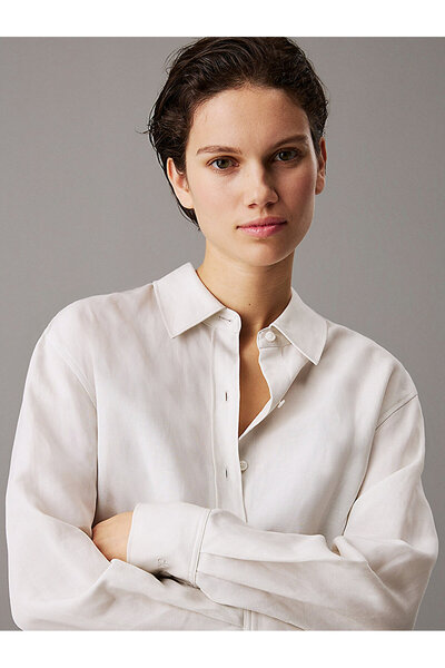 Calvin Klein Women's Linen Blend Regular Shirt