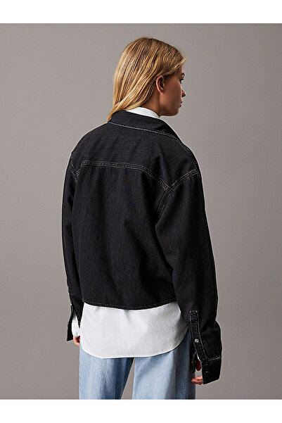 Calvin Klein Women's Cropped Dad Denim Shirt