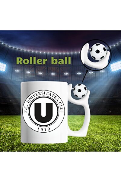 T&M Personalizare Cană Fotbal - 'Fotbal Club U, Universitatea Cluj', Albă, 330 ml