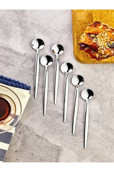 Tasarım Evi 6-Piece Luxury Round Teaspoon Set - Spoon 13 cm
