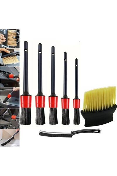 savory home Araç İçi Temizlik Fırça Seti 7'li Oto Detay Fırçası Yumuşak Toz A...