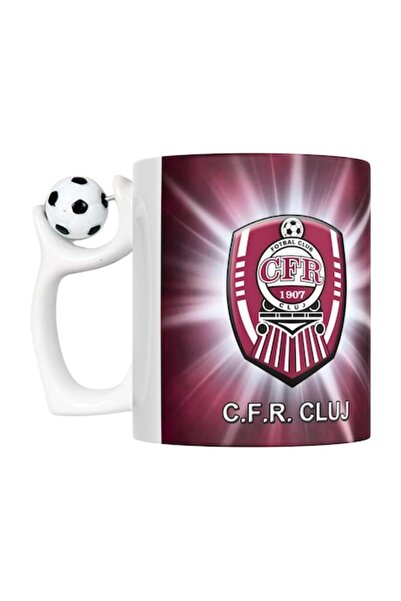 T&M Personalizare Cana cu minge fotbal - „Fotbal club CFR Cluj”, v3, sport, fotbal, suporter, alba, 330 ml