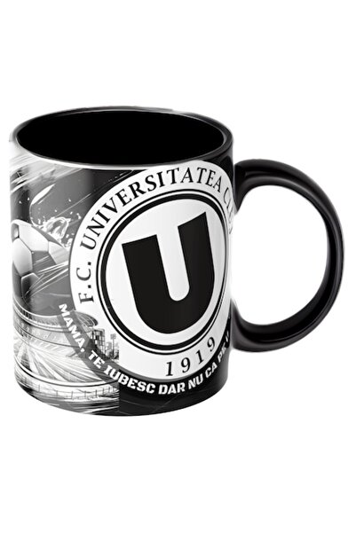 T&M Personalizare Cană personalizată - U Cluj, Fotbal, Suporter, Negru, Ceram...