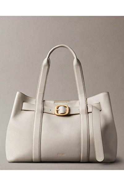 Calvin Klein Bej Kadın Büyük Tote Omuz Çantası Elsbeauty