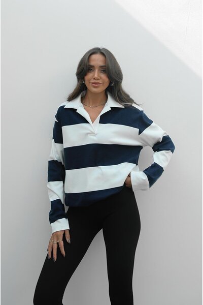 Havoş Φούτερ με χοντρές ρίγες σε μπλε ναυτικό χρώμα