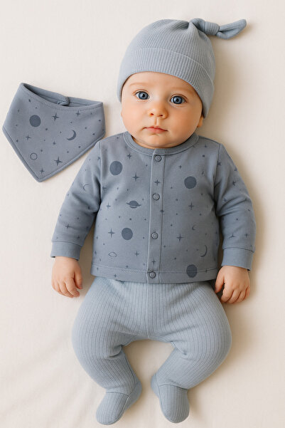 GizaKids 100% Cotton Baby Boy Newborn 5 Piece Hospital Discharge Set