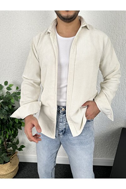 tetramoda Ανδρικό κανονικό μακρυμάνικο βελούδινο πουκάμισο