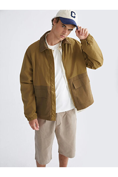 LC Waikiki Ανδρικό παλτό με γιακά πουκάμισο XSIDE Khaki Comfortable Fit