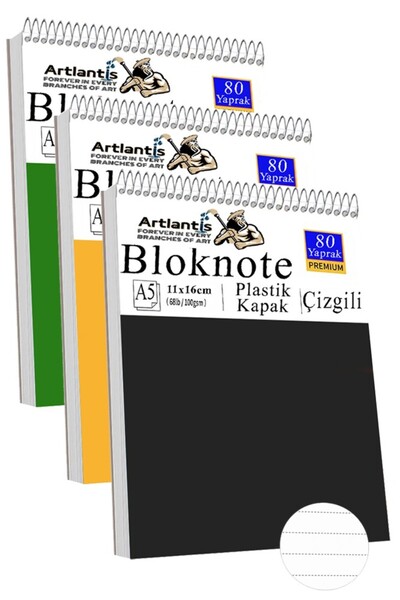 Artlantis Wire-Bound Desktop Notepad Lined A5 Medium Size 3 Pieces Tabletop P...