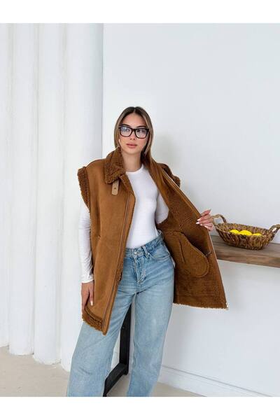 GM Butikk New Season Zr Women's Long Plush Lining Suede Stylish Winter Vest Women's Vest