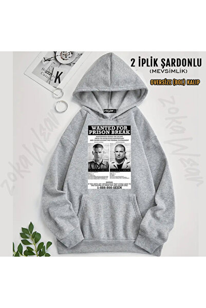 ZOKAWEAR Hanorac cu glugă cu imprimeu Prison Break Design (2 fire)