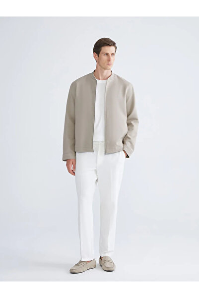 LC Waikiki Southblue beige standard fit college collar bomber jacket for men