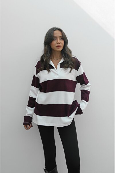 Havoş Φούτερ με χοντρές ρίγες σε μπορντό χρώμα