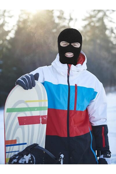 SATINIOR 2-Hole Knitted Full Face Cover Ski Neck Gaiter, Winter Balaclava Warm Knit Beanie for Outdo