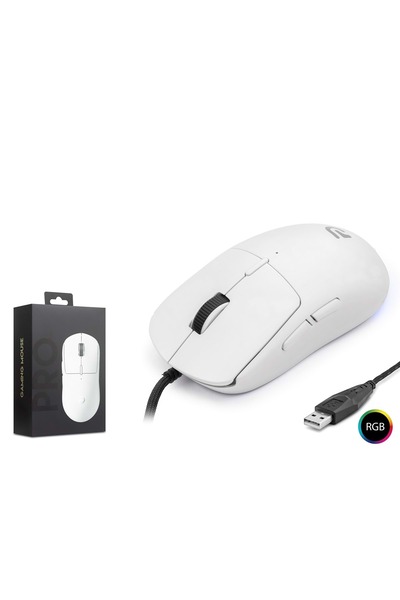 NODAR PRO Y G100W Gaming Mouse 3200 DPI 6 Tuş RGB - Beyaz