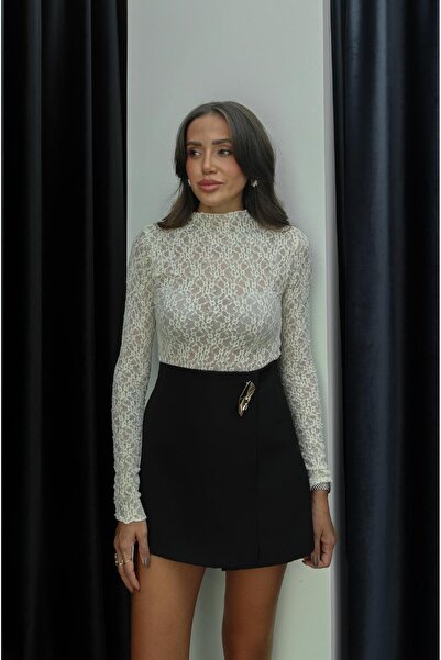 Havoş Ecru Half Fisherman Lace Blouse