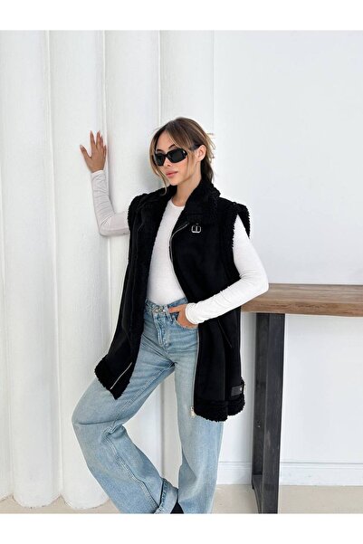 GM Butikk New Season Zr Women's Long Plush Lining Suede Stylish Winter Vest Women's Vest